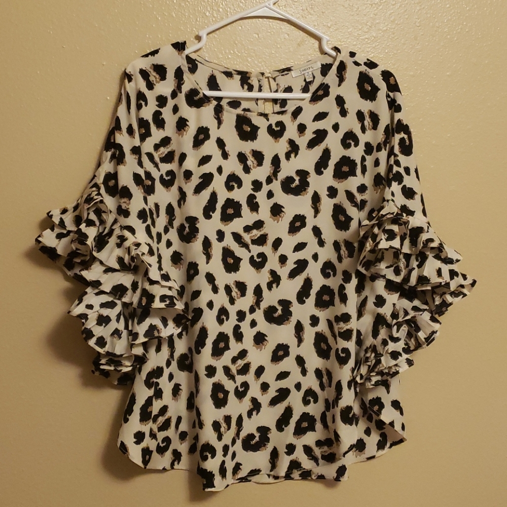 Oatmeal Leopard Print Blouse